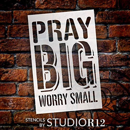 Divinity Boutique Pray Big Worry Small in Black 7 x 4.5 Wooden Decorative Tabletop Sign 
